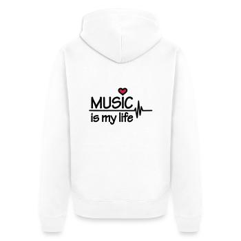 Music is my life - Unisex Premium Bio Zip Hoodie - Weiß - Hinten - Thijin (182cm)
