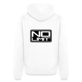 No Limit Shield - Unisex Premium Bio Zip Hoodie - Weiß - Hinten - Thijin (182cm)