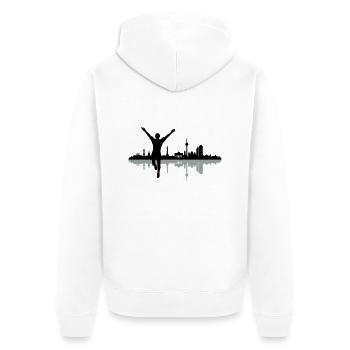 Berlin Jogger - Unisex Premium Bio Zip Hoodie - Weiß - Hinten - Thijin (182cm)
