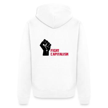 Fight Capitalism - Unisex Premium Bio Zip Hoodie - Weiß - Hinten - Thijin (182cm)