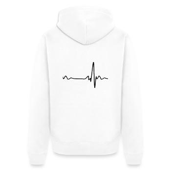 Herzschlag - Unisex Premium Bio Zip Hoodie - Weiß - Hinten - Thijin (182cm)