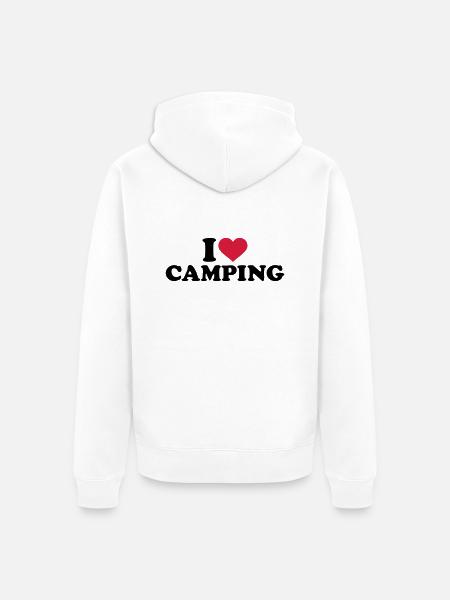 I love Camping - Unisex Premium Organic Zip Hoodie - white