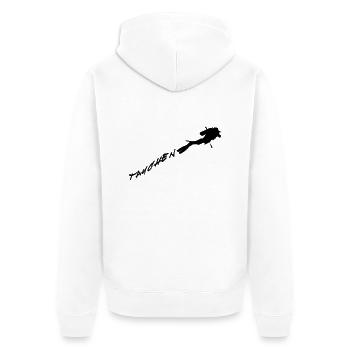 Tauchen - Unisex Premium Bio Zip Hoodie - Weiß - Hinten - Thijin (182cm)