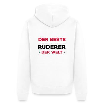 Rudern / Ruderer / Ruderin / Rudergerät / Boot - Unisex Premium Bio Zip Hoodie - Weiß - Hinten - Thijin (182cm)