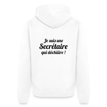 secrétaire / secrétariat / assistante / patron - Veste à capuche bio Premium Unisexe - blanc - Dos - Thijin (182cm)