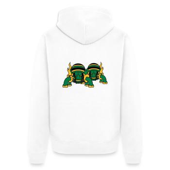 2 freunde team paar kiffer kiffen hanf w - Unisex Premium Bio Zip Hoodie - Weiß - Hinten - Thijin (182cm)
