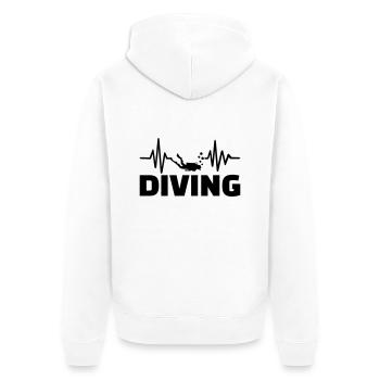 Tauchen - Unisex Premium Bio Zip Hoodie - Weiß - Hinten - Thijin (182cm)