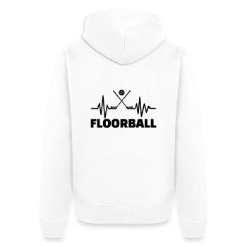 Floorball - Unisex Premium Bio Zip Hoodie - Weiß - Hinten - Thijin (182cm)