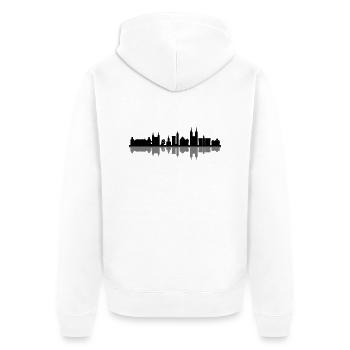 Skyline - Höxter - Unisex Premium Bio Zip Hoodie - Weiß - Hinten - Thijin (182cm)