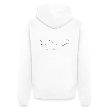 Vögel Vogelschwarm - Unisex Premium Bio Zip Hoodie - Weiß - Hinten - Thijin (182cm)