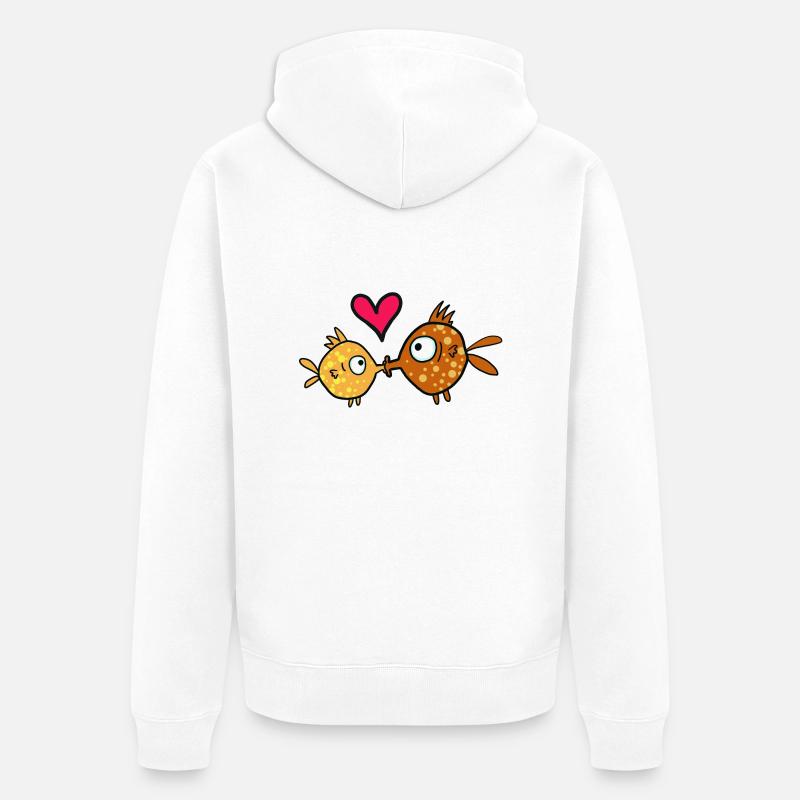Bacio di pesce, bacio di pesce - Felpa con cappuccio ecologica premium unisex - bianco