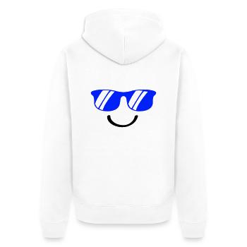 smile - Unisex Premium Bio Zip Hoodie - Weiß - Hinten - Thijin (182cm)