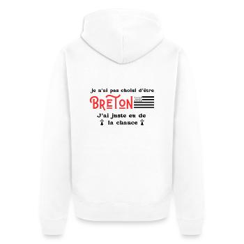 Je n'ai pas choisi d'être Breton, j’ai la chance - Veste à capuche bio Premium Unisexe - blanc - Dos - Thijin (182cm)