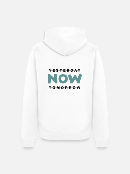 Now - Lebe im JETZT - Unisex Premium Bio Zip Hoodie - Weiß
