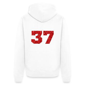 Number 37 Red Glitter - 37th Anniversary - Unisex Premium Organic Zip Hoodie - white - Back - Thijin (182cm)