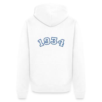 1934 bleu sport - Veste à capuche bio Premium Unisexe - blanc - Dos - Thijin (182cm)
