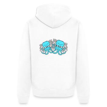 Zwei Kraken Peace Handzeichen Victory Symbol Hände - Unisex Premium Bio Zip Hoodie - Weiß - Hinten - Thijin (182cm)