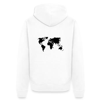 world map - Unisex Premium Organic Zip Hoodie - white - Back - Thijin (182cm)