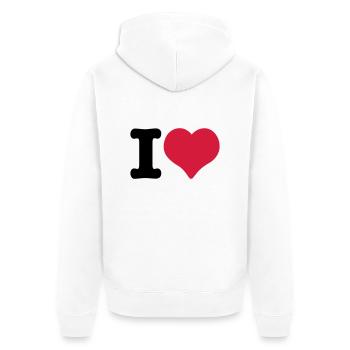I Love - I Herz - Unisex Premium Bio Zip Hoodie - Weiß - Hinten - Thijin (182cm)