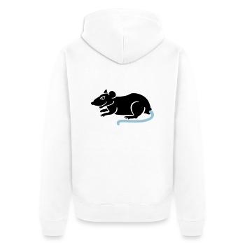 Ratte / rat (2c) - Unisex Premium Bio Zip Hoodie - Weiß - Hinten - Thijin (182cm)