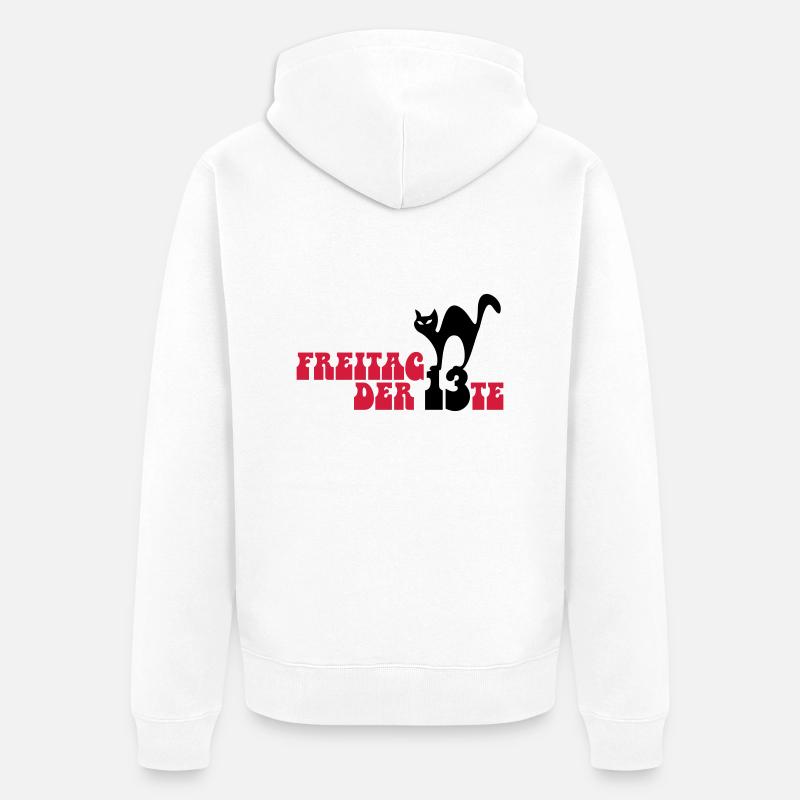 Vendredi 13 / Chat noir - Veste à capuche bio Premium Unisexe - blanc