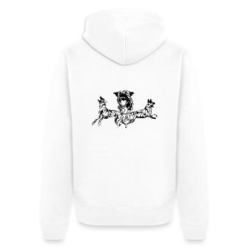 Hollandse Herder - Unisex Premium Bio Zip Hoodie - Weiß - Hinten - Thijin (182cm)