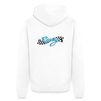 Racing - Unisex Premium Bio Zip Hoodie - Weiß - Hinten - Thijin (182cm)