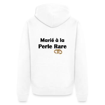 Marié à la Perle rare Mariage - Veste à capuche bio Premium Unisexe - blanc - Dos - Thijin (182cm)