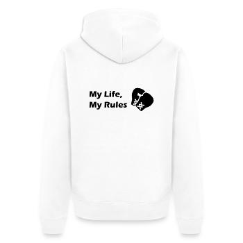 My Life My Rules - Boxen - Unisex Premium Bio Zip Hoodie - Weiß - Hinten - Thijin (182cm)