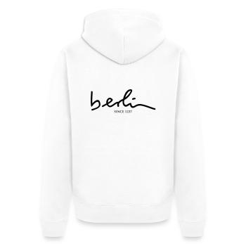 Berlin - Unisex Premium Organic Zip Hoodie - white - Back - Thijin (182cm)