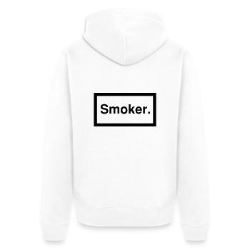 smoker 1c - Unisex Premium Bio Zip Hoodie - Weiß - Hinten - Thijin (182cm)