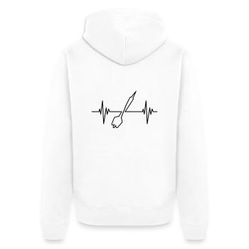 Darts Puls - Unisex Premium Bio Zip Hoodie - Weiß - Hinten - Thijin (182cm)