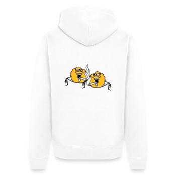 2 freunde team paar bekifft kiffen kiffer stoned h - Unisex Premium Bio Zip Hoodie - Weiß - Hinten - Thijin (182cm)
