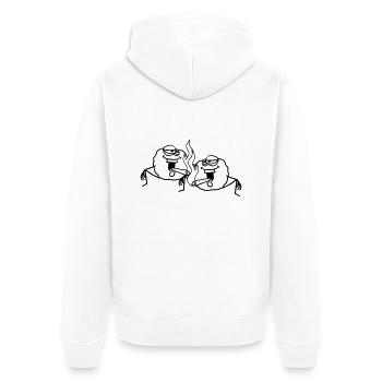 2 freunde team paar bekifft kiffen kiffer stoned h - Unisex Premium Bio Zip Hoodie - Weiß - Hinten - Thijin (182cm)