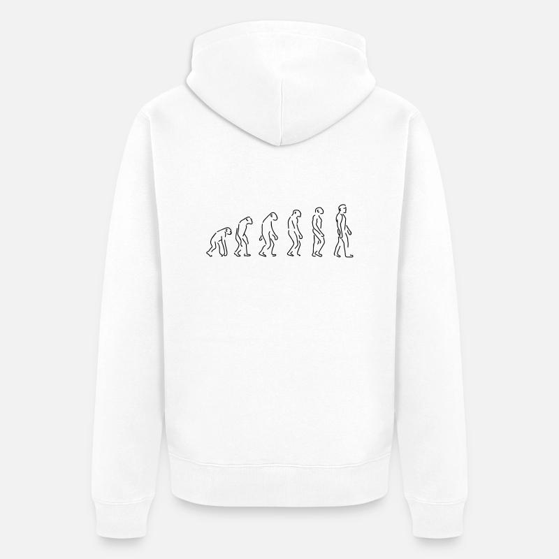 Die Evolution Silhouette Geschenk Shirt - Unisex Premium Bio Zip Hoodie - Weiß