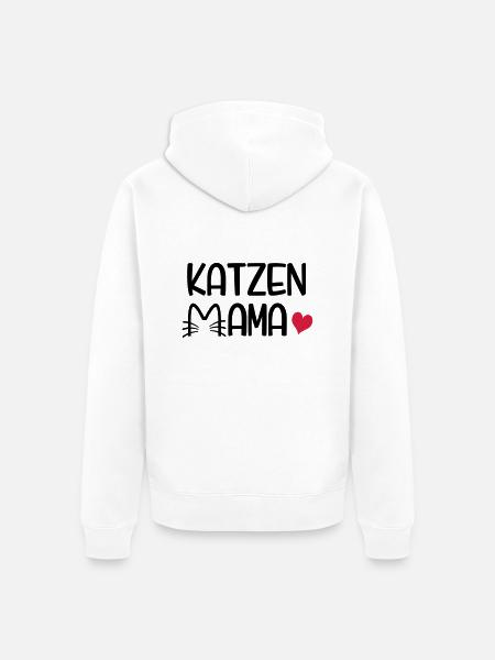 Katzen Mama - Unisex Premium Bio Zip Hoodie - Weiß