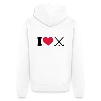 Hockey - Unisex Premium Bio Zip Hoodie - Weiß - Hinten - Thijin (182cm)
