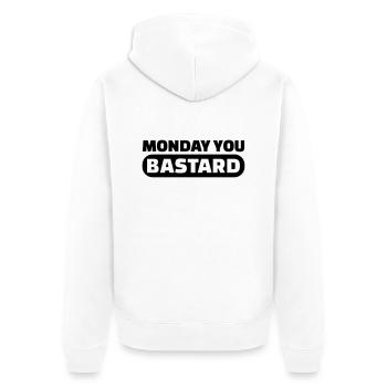 Monday you bastard - Unisex Premium Bio Zip Hoodie - Weiß - Hinten - Thijin (182cm)