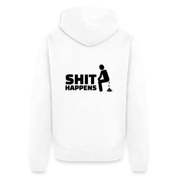 Shit happens - Unisex Premium Bio Zip Hoodie - Weiß - Hinten - Thijin (182cm)