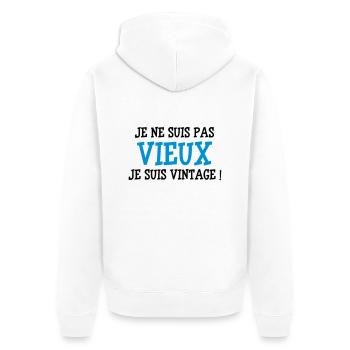 Je ne suis pas vieux, je suis Vintage ! - Unisex Premium Bio Zip Hoodie - Weiß - Hinten - Thijin (182cm)