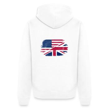 USA - Union Jack Flag - Unisex Premium Organic Zip Hoodie - white - Back - Thijin (182cm)