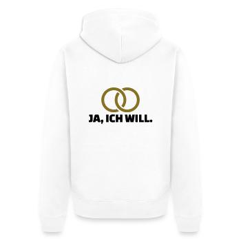 Hochzeit - Unisex Premium Bio Zip Hoodie - Weiß - Hinten - Thijin (182cm)
