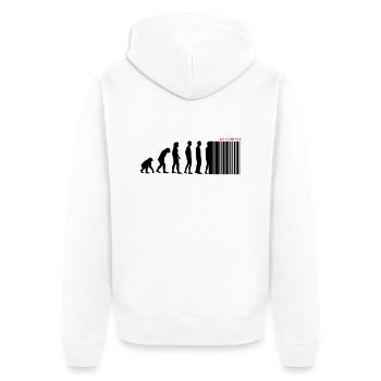 DARWIN - EVOLUTION SOCIETE - CODE BARRE - Veste à capuche bio Premium Unisexe - blanc - Dos - Thijin (182cm)
