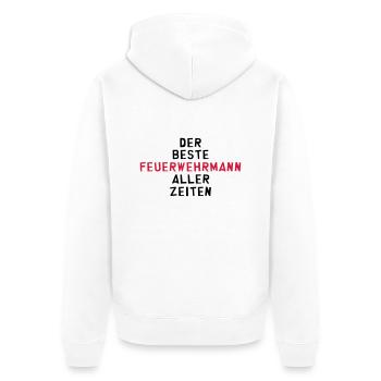 Feuerwehrmann Feuerwehrfrau Feuer Feuerwehr - Unisex Premium Bio Zip Hoodie - Weiß - Hinten - Thijin (182cm)