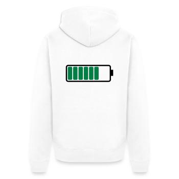 battery_02 - Unisex Premium Bio Zip Hoodie - Weiß - Hinten - Thijin (182cm)