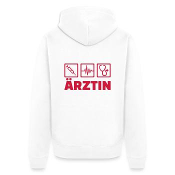 Ärztin - Unisex Premium Bio Zip Hoodie - Weiß - Hinten - Thijin (182cm)