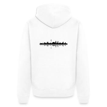 Skyline - Nürnberg - Unisex Premium Bio Zip Hoodie - Weiß - Hinten - Thijin (182cm)