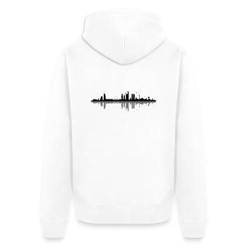Skyline - Frankfurt - Unisex Premium Bio Zip Hoodie - Weiß - Hinten - Thijin (182cm)