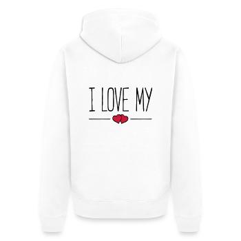 i love my - Unisex Premium Bio Zip Hoodie - Weiß - Hinten - Thijin (182cm)