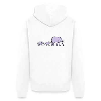 Elephant mother and baby elephants - Veste à capuche bio Premium Unisexe - blanc - Dos - Thijin (182cm)
